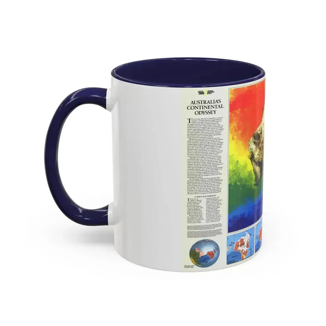 Australia's Continental Odyssey (1988) (Map) Accent Coffee Mug - Go Mug Yourself