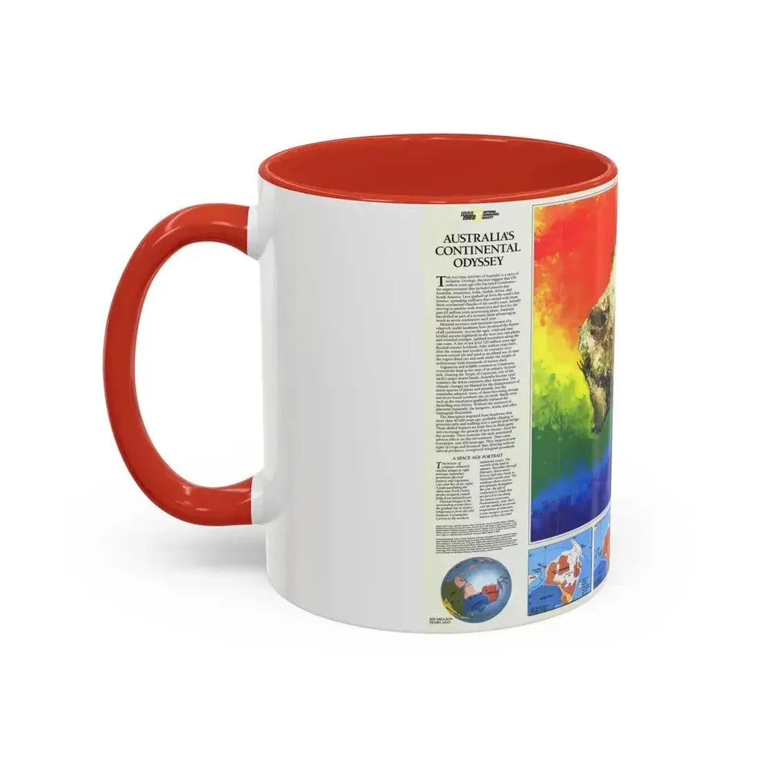 Australia's Continental Odyssey (1988) (Map) Accent Coffee Mug - Go Mug Yourself