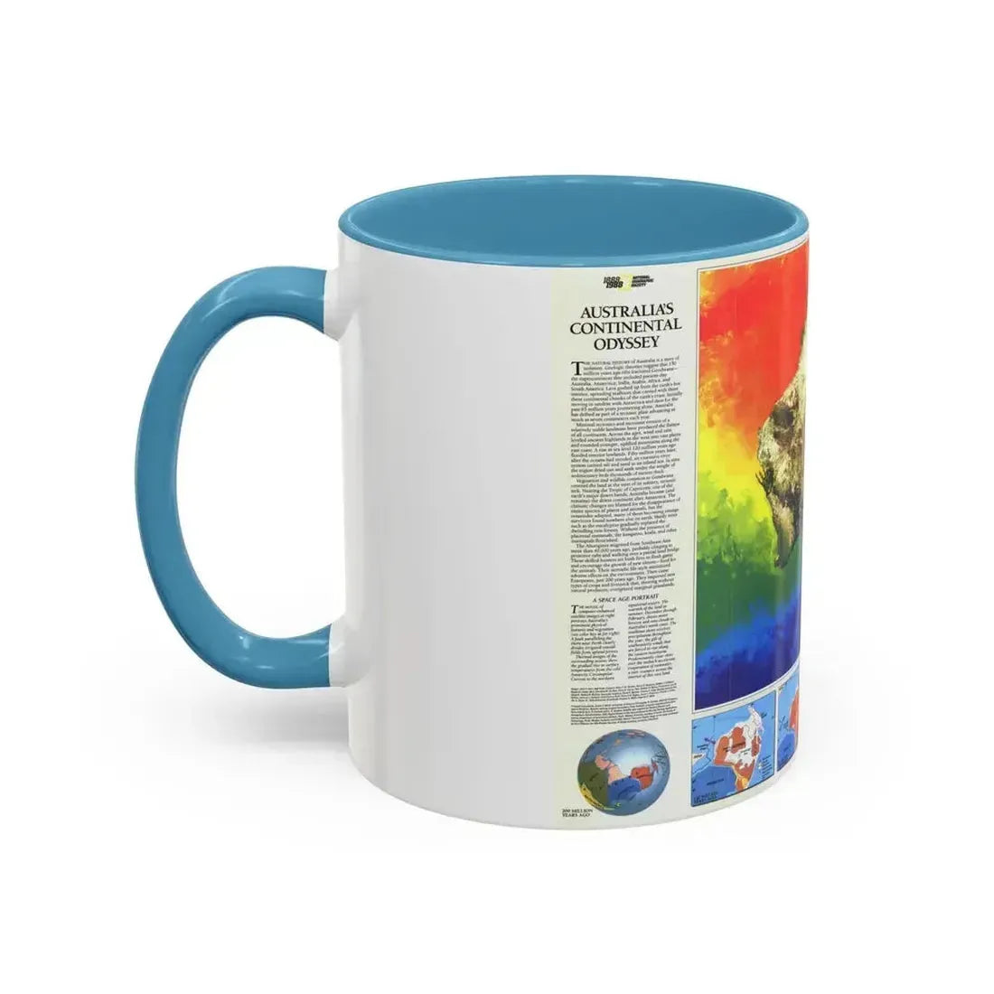 Australia's Continental Odyssey (1988) (Map) Accent Coffee Mug - Go Mug Yourself