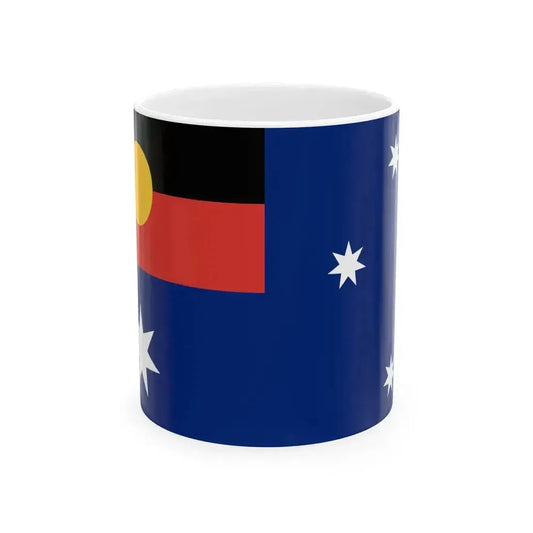 Australian Flag with Aboriginal Flag (Australia) White Coffee Mug 11oz - Go Mug Yourself