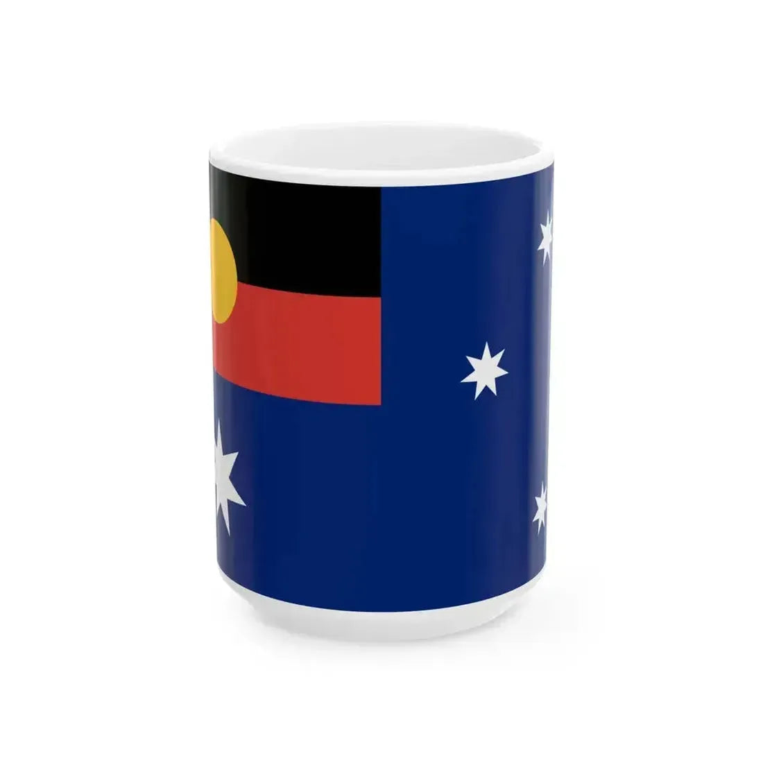 Australian Flag with Aboriginal Flag (Australia) White Coffee Mug 15oz - Go Mug Yourself