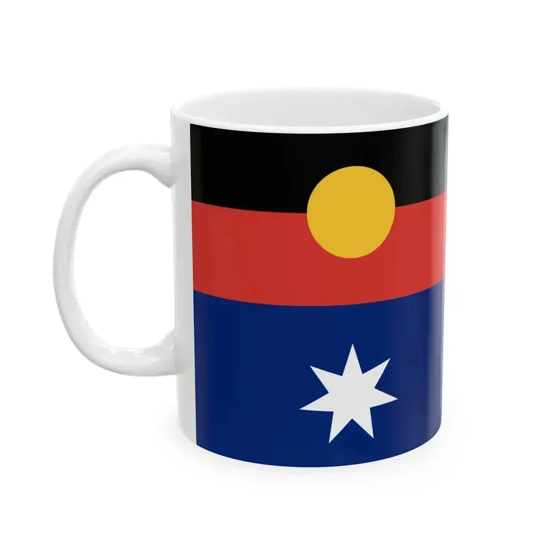 Australian Flag with Aboriginal Flag (Australia) White Coffee Mug - Go Mug Yourself
