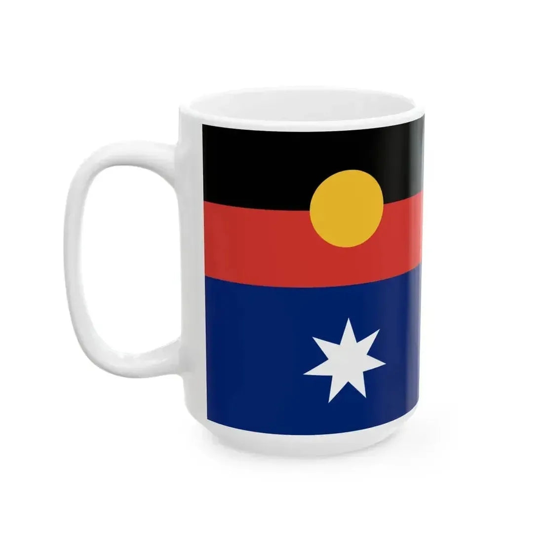 Australian Flag with Aboriginal Flag (Australia) White Coffee Mug - Go Mug Yourself