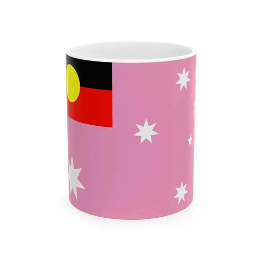 Australian Gay Pride Flag with Aboriginal Flag 2-3 (Australia) White Coffee Mug 11oz - Go Mug Yourself