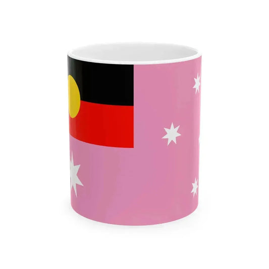 Australian Gay Pride Flag with Aboriginal Flag (Australia) White Coffee Mug 11oz - Go Mug Yourself