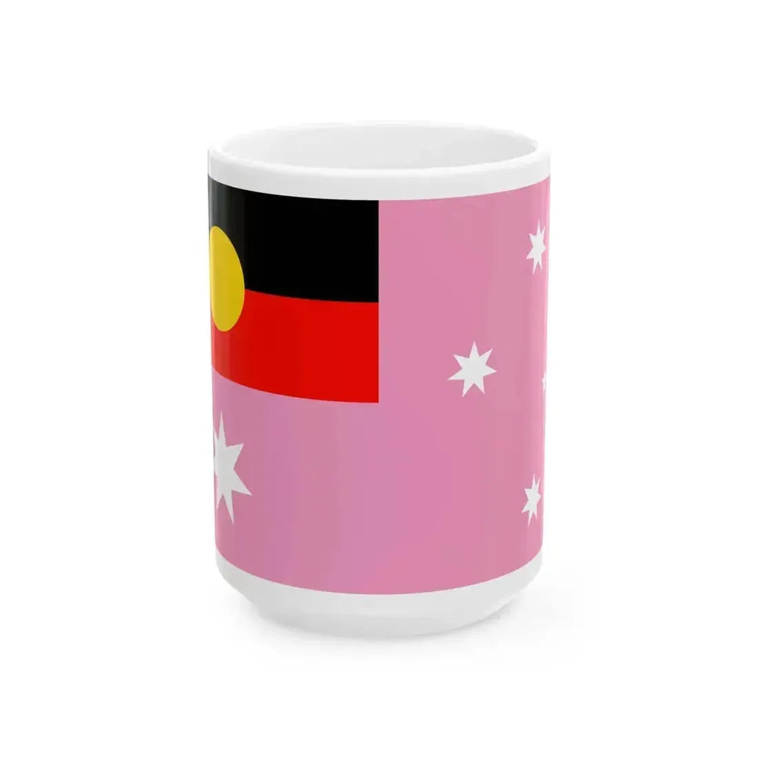 Australian Gay Pride Flag with Aboriginal Flag (Australia) White Coffee Mug 15oz - Go Mug Yourself