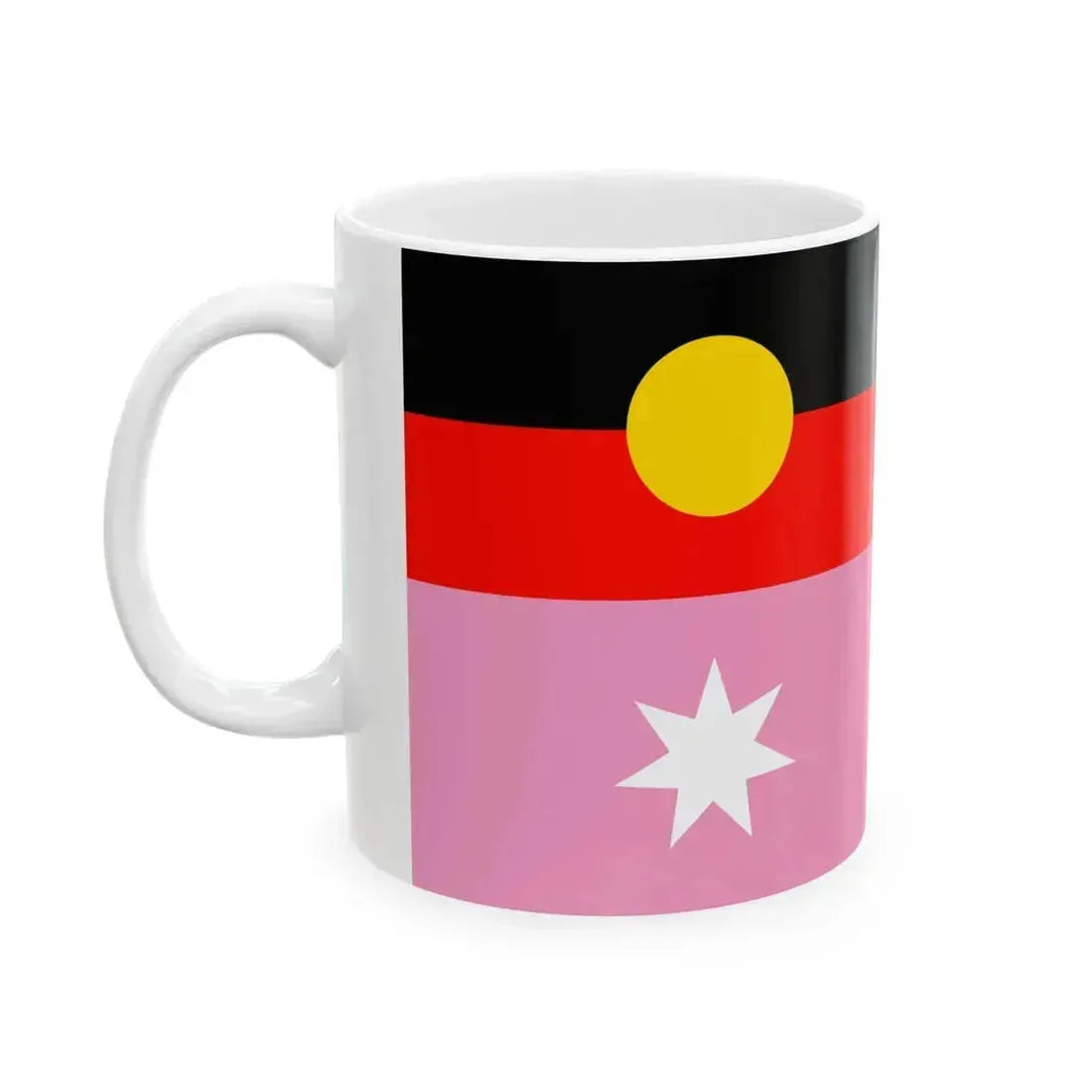 Australian Gay Pride Flag with Aboriginal Flag (Australia) White Coffee Mug - Go Mug Yourself