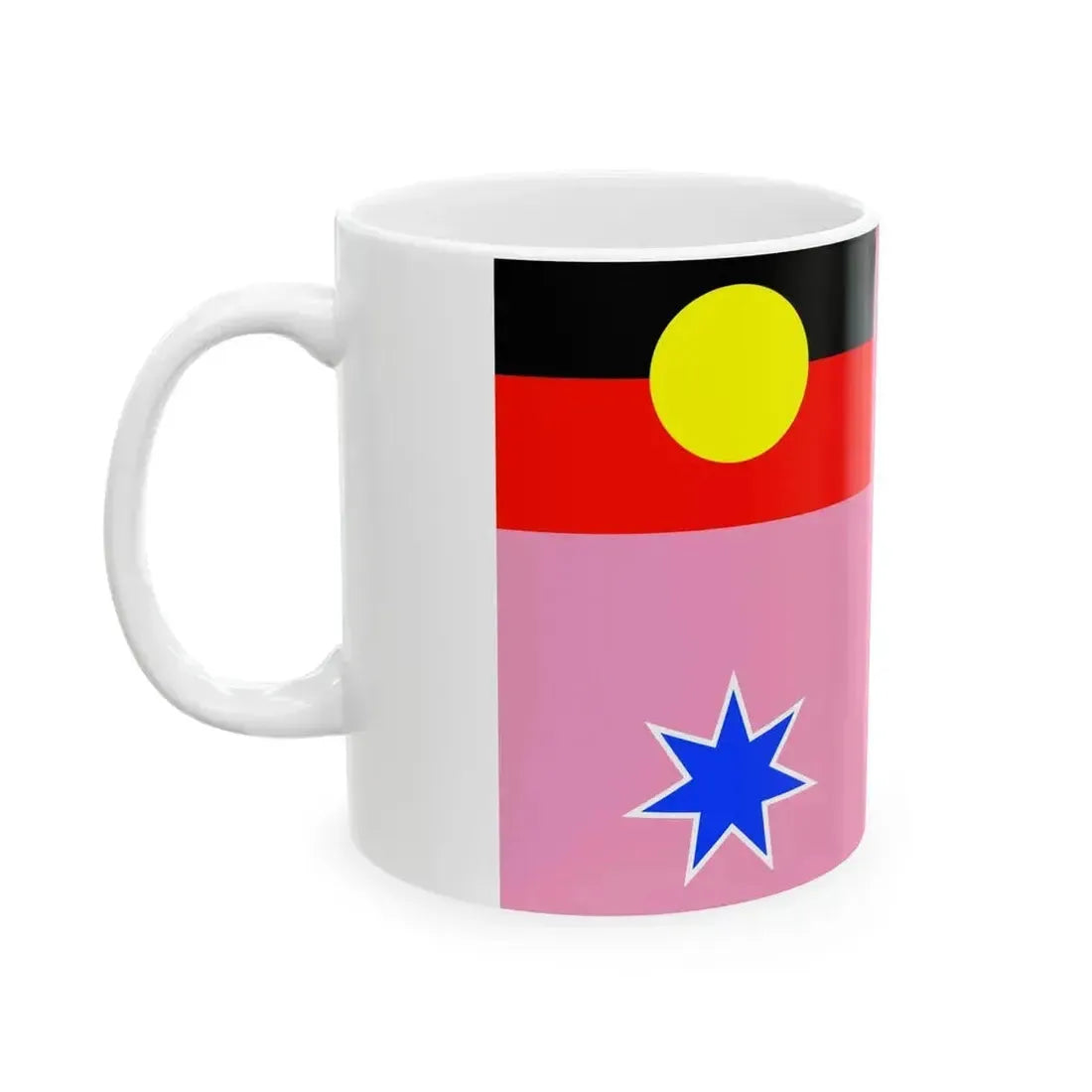 Australian Gay Pride with Aboriginal Flag Rainbow Crux 2-3 (Australia) White Coffee Mug - Go Mug Yourself
