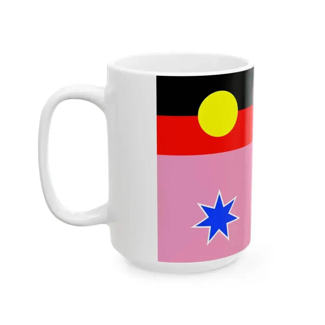 Australian Gay Pride with Aboriginal Flag Rainbow Crux 2-3 (Australia) White Coffee Mug - Go Mug Yourself