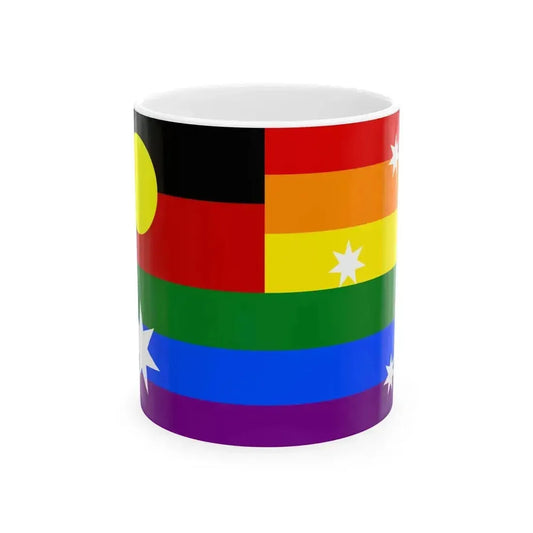 Australian LGBT Flag with Aboriginal Flag (Australia) White Coffee Mug 11oz - Go Mug Yourself