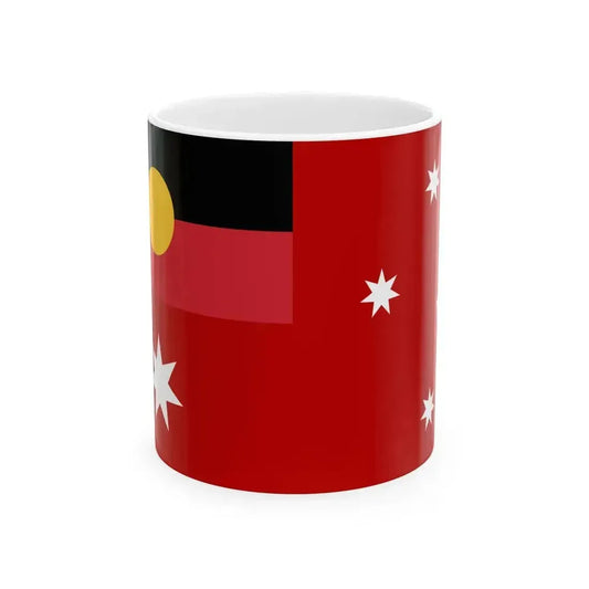 Australian Red Ensign with Aboriginal Flag (Australia) White Coffee Mug 11oz - Go Mug Yourself