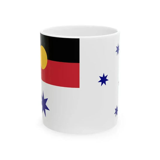 Australian White Ensign with Aboriginal Flag (Australia) White Coffee Mug 11oz - Go Mug Yourself