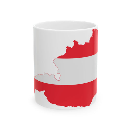 Austrian map with flag colors (Austria) White Coffee Mug-11oz-Go Mug Yourself