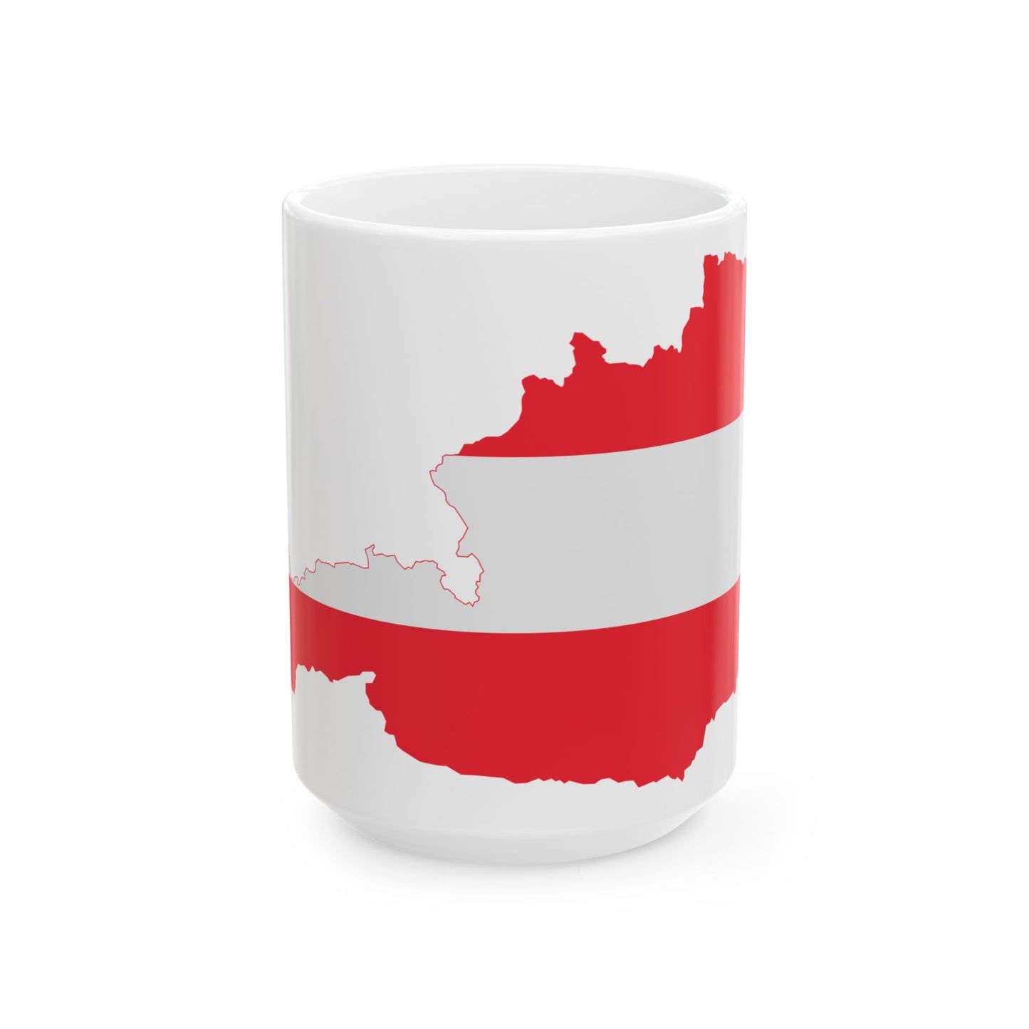 Austrian map with flag colors (Austria) White Coffee Mug-15oz-Go Mug Yourself