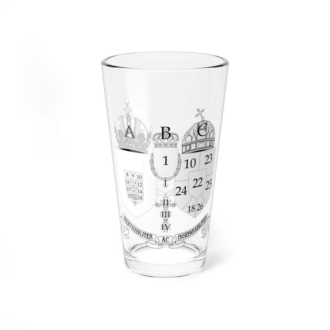 Austro-hungarian coat of arms 1914 with numbers (Austria) (Coat of Arms) Pint Glass 16oz 16oz - Go Mug Yourself