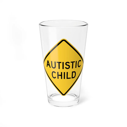 Autistic Child Warning Sign Ocean County New Jersey (New Jersey) (Road Sign) Pint Glass 16oz 16oz - Go Mug Yourself