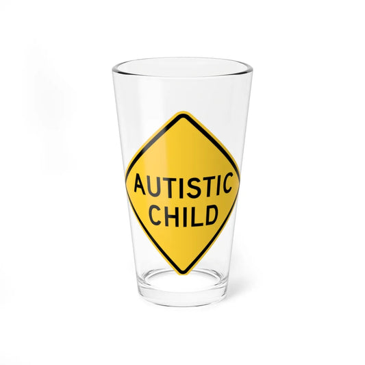 Autistic Child Warning Sign Ocean County New Jersey (New Jersey) (Road Sign) Pint Glass 16oz 16oz - Go Mug Yourself