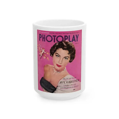 Ava Gardner #118 - Mag. Cover (Vintage Female Icon) White Coffee Mug 15oz - Go Mug Yourself
