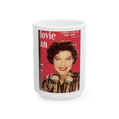 Ava Gardner #120 - Mag. Cover (Vintage Female Icon) White Coffee Mug 15oz - Go Mug Yourself
