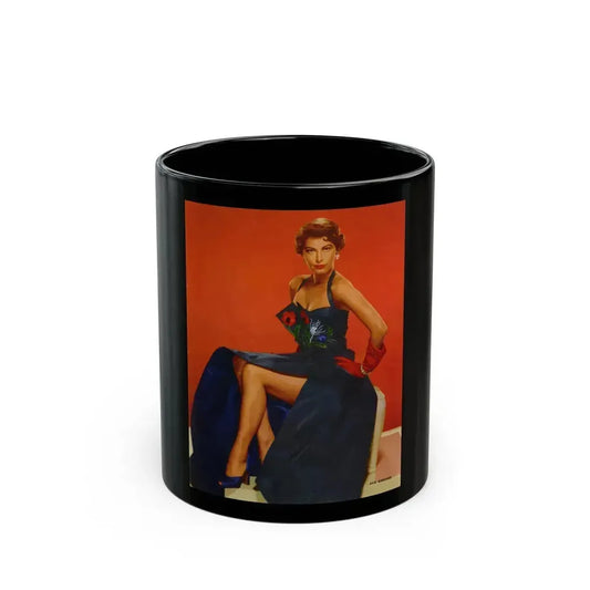 Ava Gardner #233 - 1 Colorized Full Page Glamour Photo from Photoplay Pin-Ups Magazine Issue #01 (Vintage Female Icon) Black Coffee Mug 11oz - Go Mug Yourself