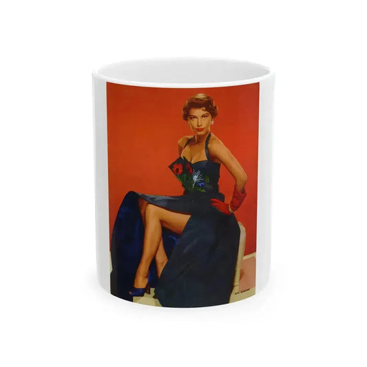 Ava Gardner #233 - 1 Colorized Full Page Glamour Photo from Photoplay Pin-Ups Magazine Issue #01 (Vintage Female Icon) White Coffee Mug 11oz - Go Mug Yourself