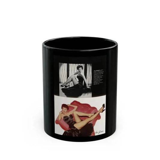 Ava Gardner #234 - 1 Full Page, 1 B&W Photo Top & Statistics & 1 Color Pin-Up below from Modern Screen Pin-Ups Magazine Issue #01 (Vintage Female Icon) Black Coffee Mug 11oz - Go Mug Yourself