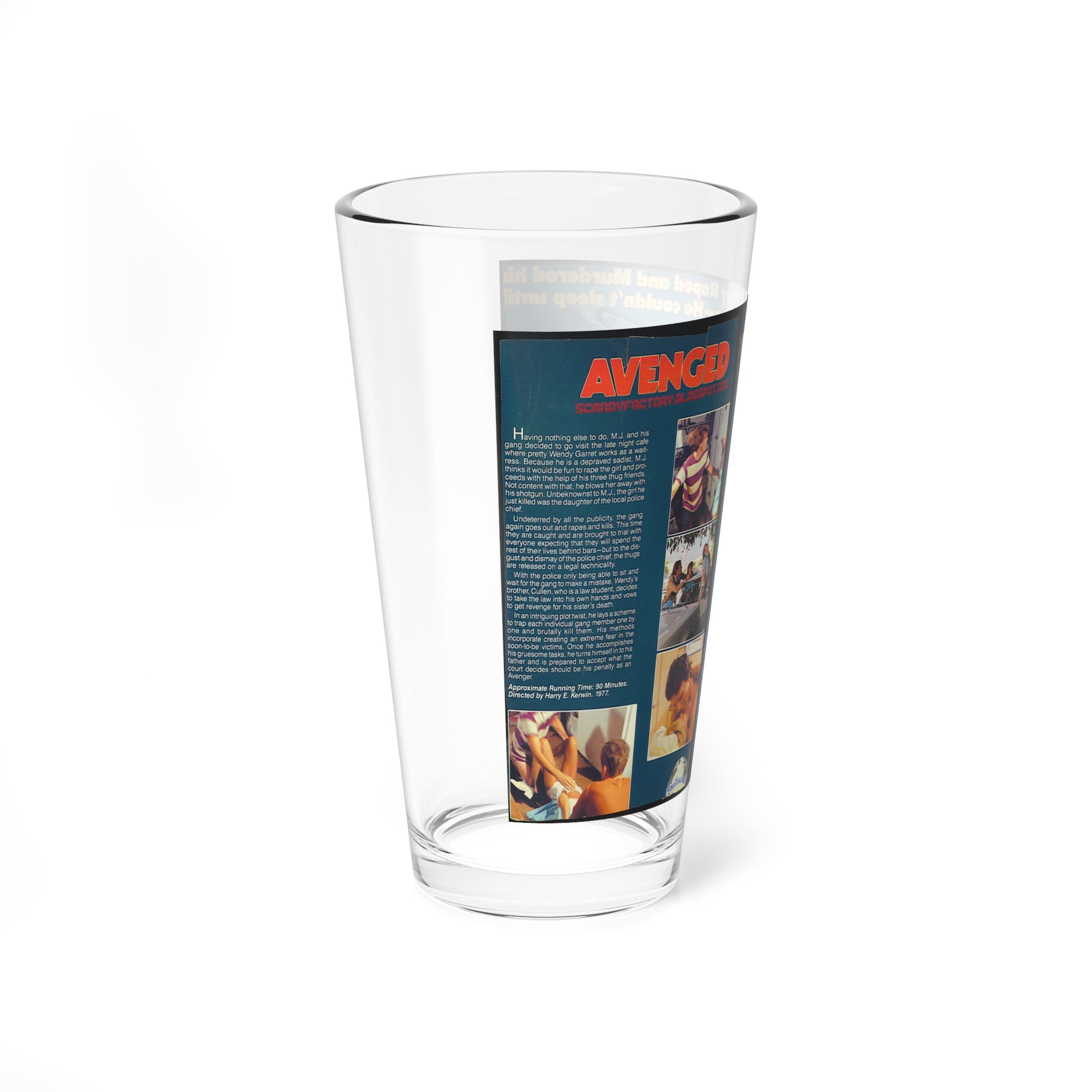 AVENGED (VHS COVER) Pint Glass 16oz-Go Mug Yourself