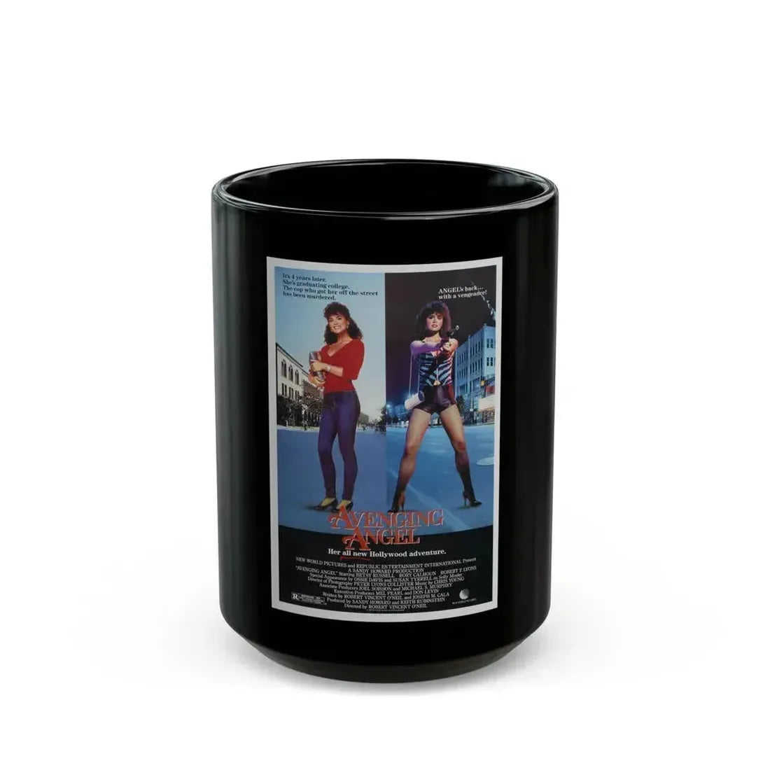 AVENGING ANGEL 1985 Movie Poster - Black Coffee Mug 15oz - Go Mug Yourself