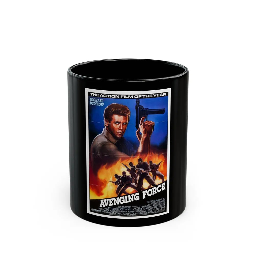 AVENGING FORCE 1986 Movie Poster - Black Coffee Mug-11oz-Go Mug Yourself