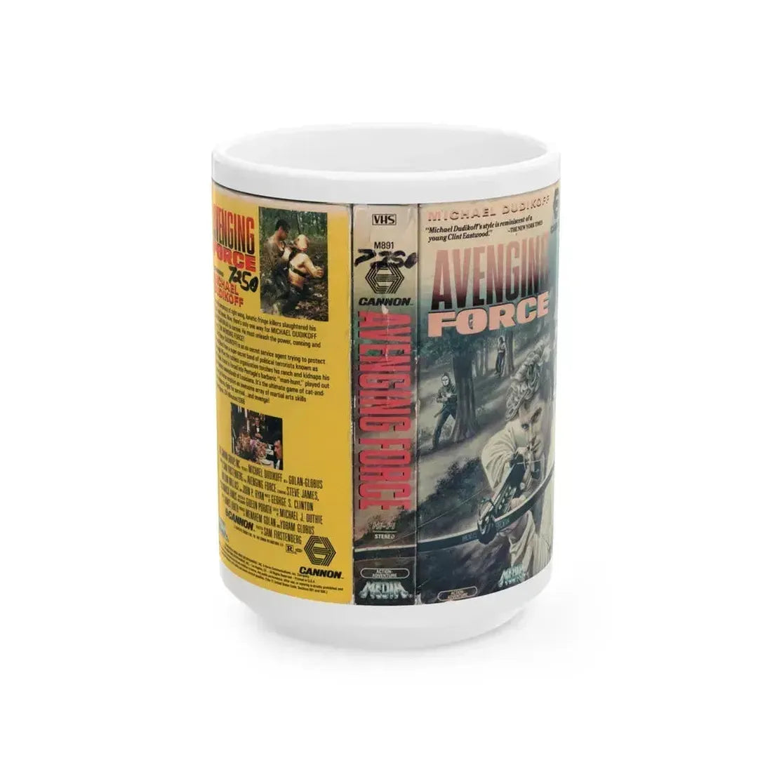 AVENGING FORCE CANNON MEDIA (VHS COVER) - White Coffee Mug 15oz - Go Mug Yourself