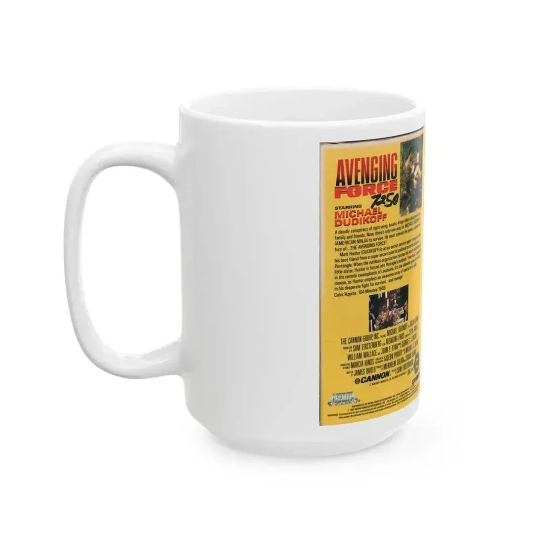 AVENGING FORCE CANNON MEDIA (VHS COVER) - White Coffee Mug - Go Mug Yourself
