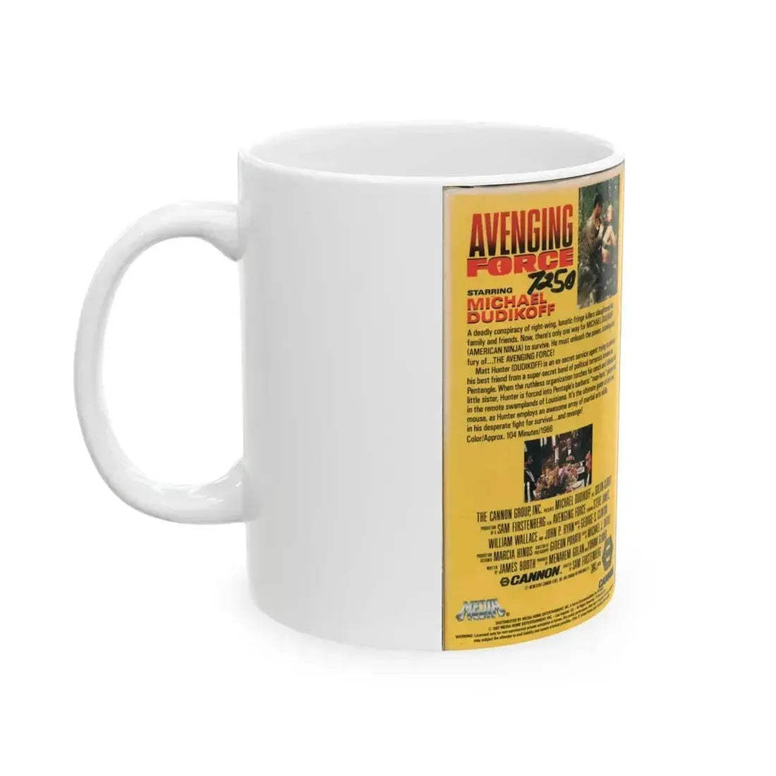 AVENGING FORCE CANNON MEDIA (VHS COVER) - White Coffee Mug - Go Mug Yourself