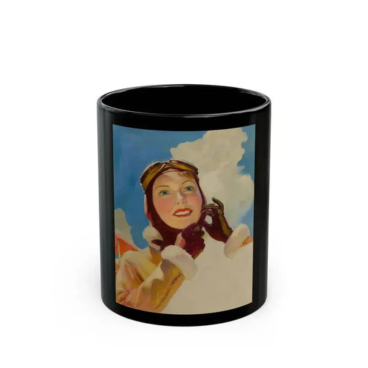 Aviator Girl - Black Coffee Mug 11oz - Go Mug Yourself