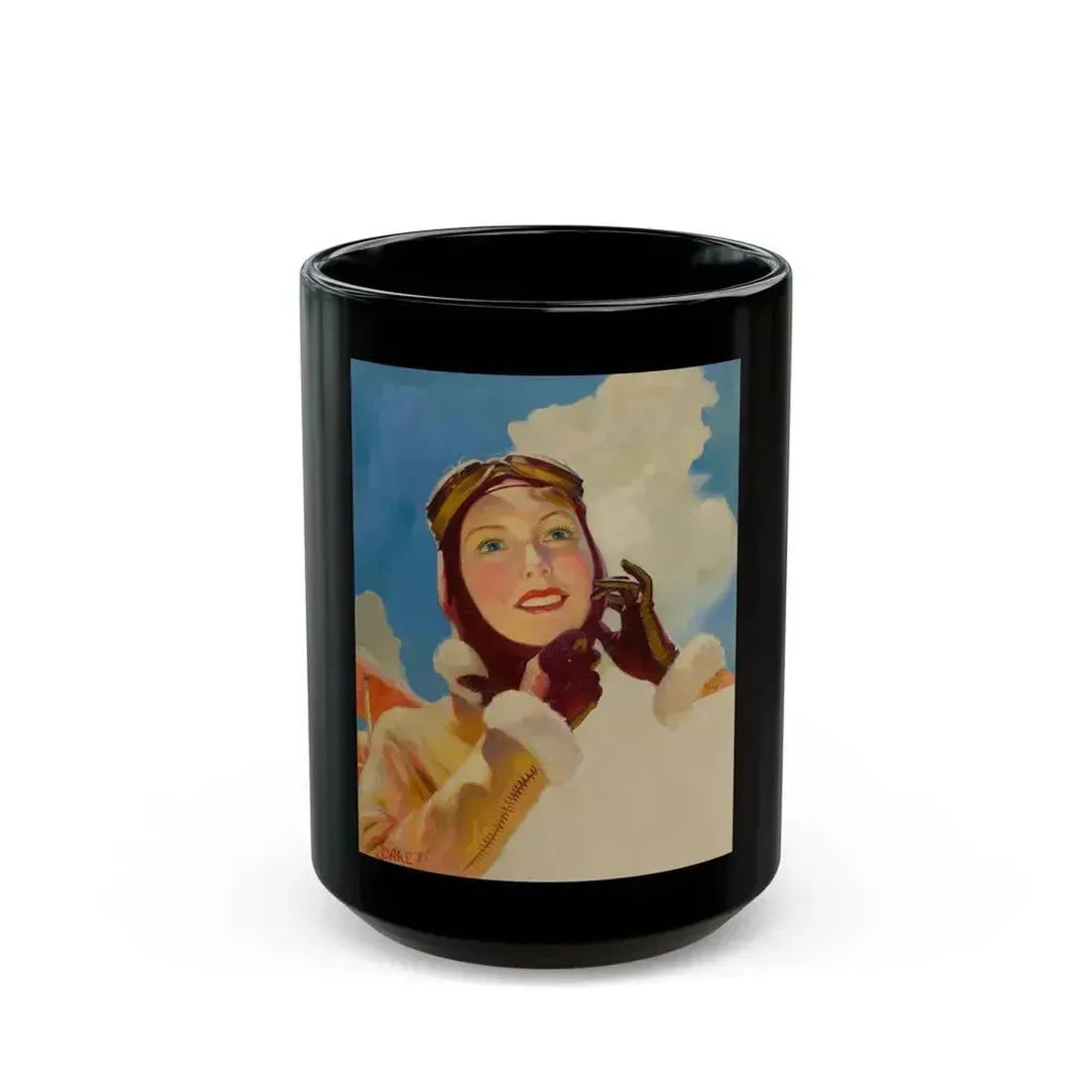 Aviator Girl - Black Coffee Mug 15oz - Go Mug Yourself