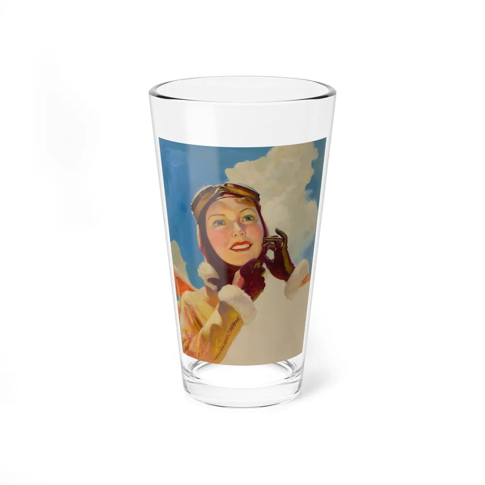 Aviator Girl (Magazine Illustration) Pint Glass 16oz-16oz-Go Mug Yourself