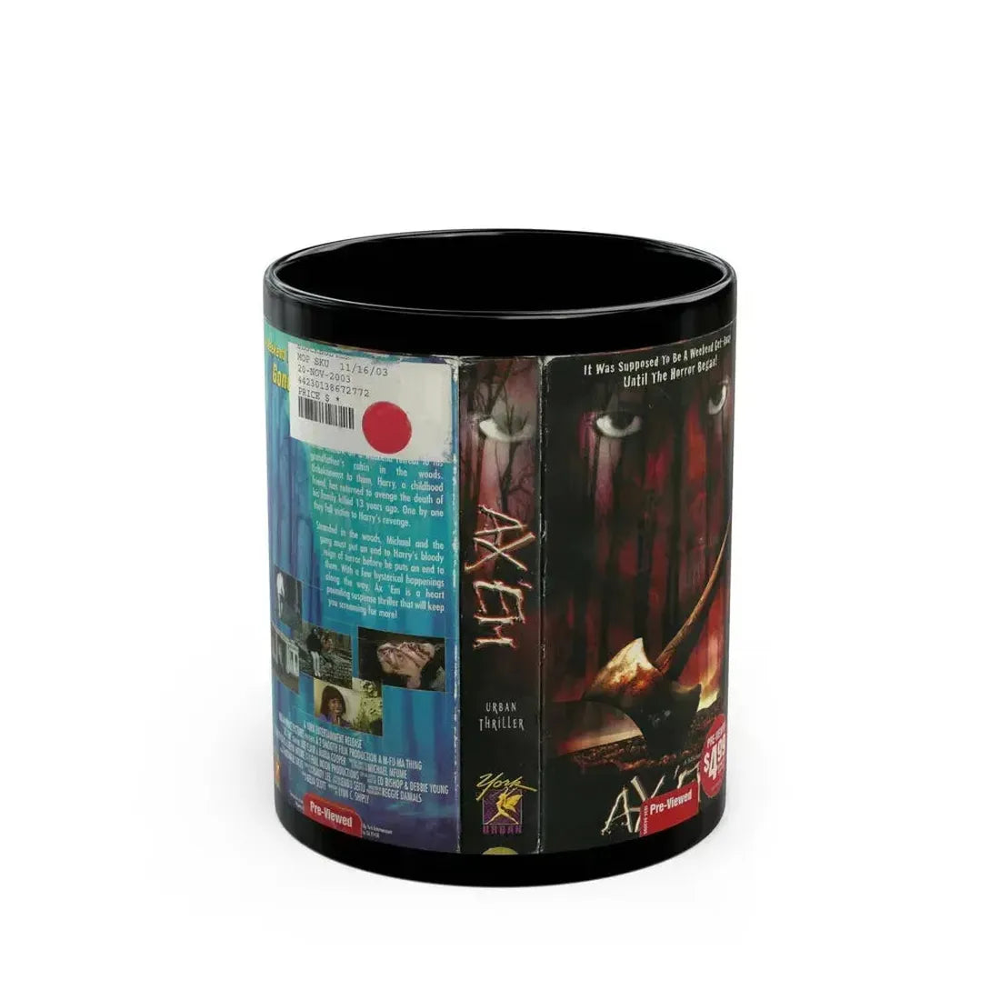 AX EM (VHS COVER) - Black Coffee Mug 11oz - Go Mug Yourself