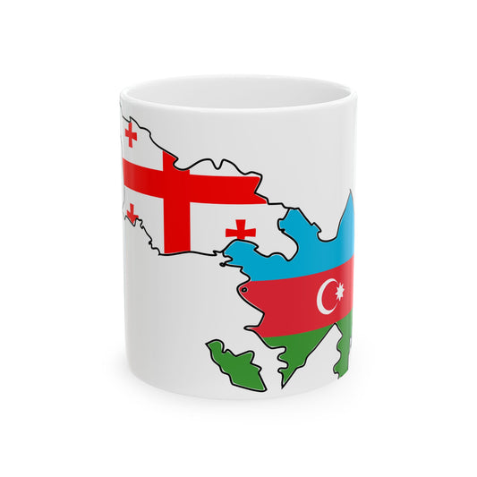 Azerbaijan and Georgia flag map (Azerbaijan) White Coffee Mug-11oz-Go Mug Yourself