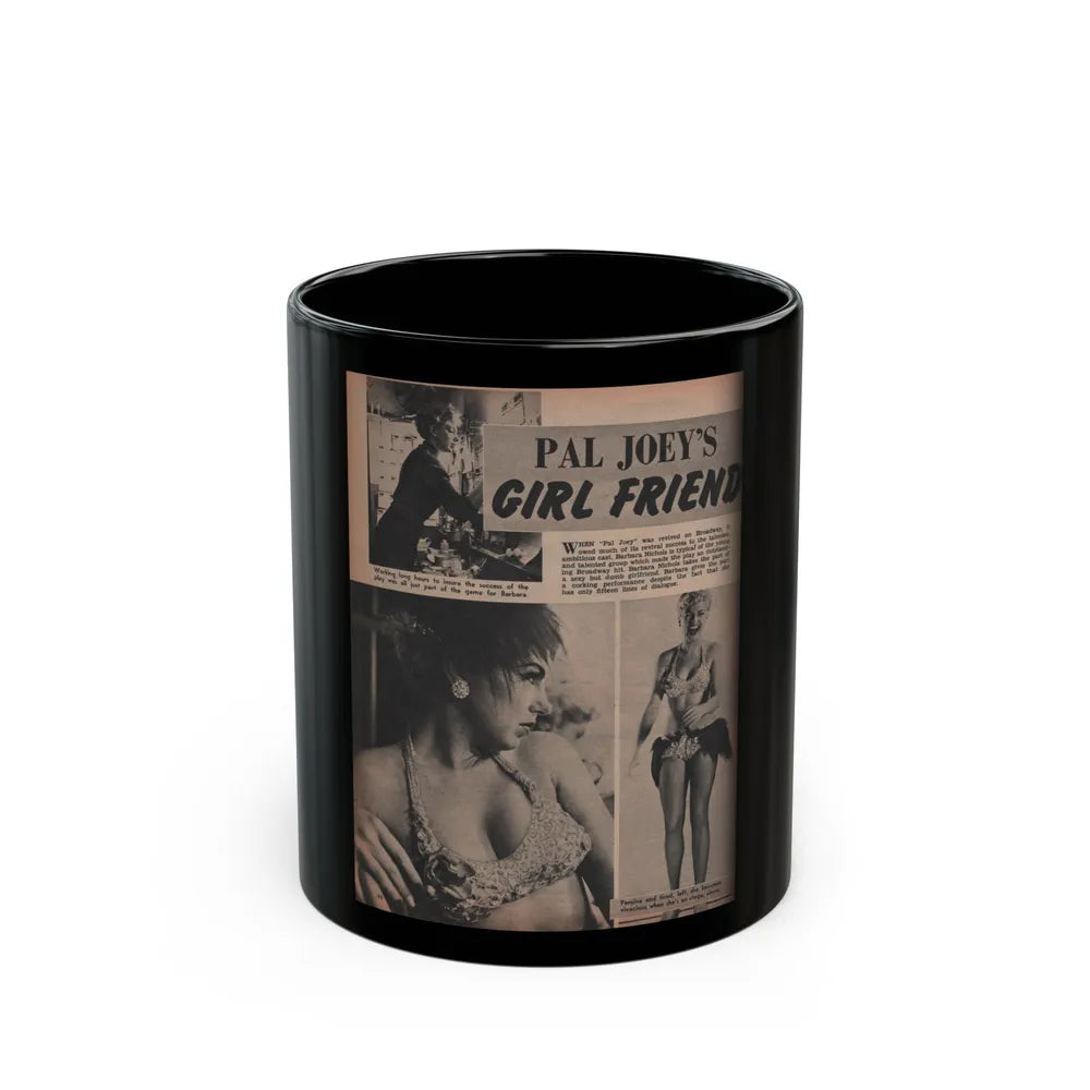 Barbara Nichols #450 - Page 1 of 4 with, 3 B&W Photos, 2 Captions & Short Article from Sir! Mag. Nov. '52 (Vintage Female Icon) Black Coffee Mug-11oz-Go Mug Yourself