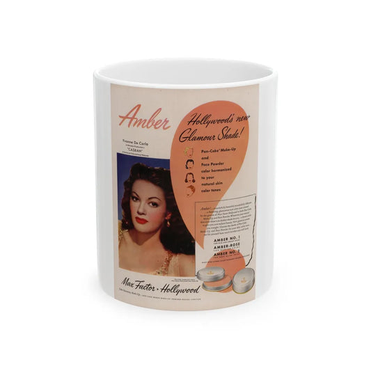 Yvonne DeCarlo #148 - 10x13 Color Glamour Portrait Make-Up Add (Vintage Female Icon) White Coffee Mug-11oz-Go Mug Yourself