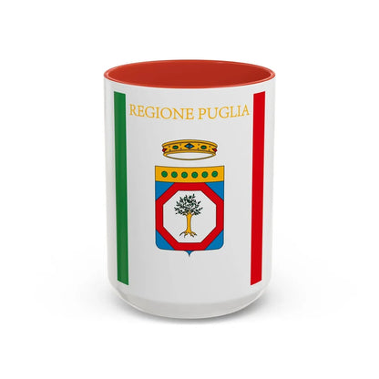 Flag of Apulia Italy - Accent Coffee Mug-15oz-Red-Go Mug Yourself