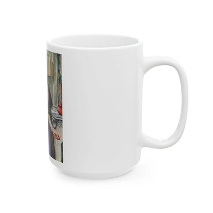 Dangerous Bluff by Thomas Walsh, The Saturday Evening Post, 1960 - White Coffee Mug-Go Mug Yourself