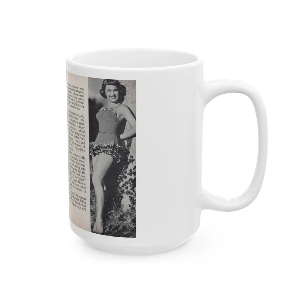 Terry Moore #455 - 66 PHOTOGRAPHS OF Terry MOORE U.K. Pocket Mag. Pages 40 & 41 (Vintage Female Icon) White Coffee Mug-Go Mug Yourself