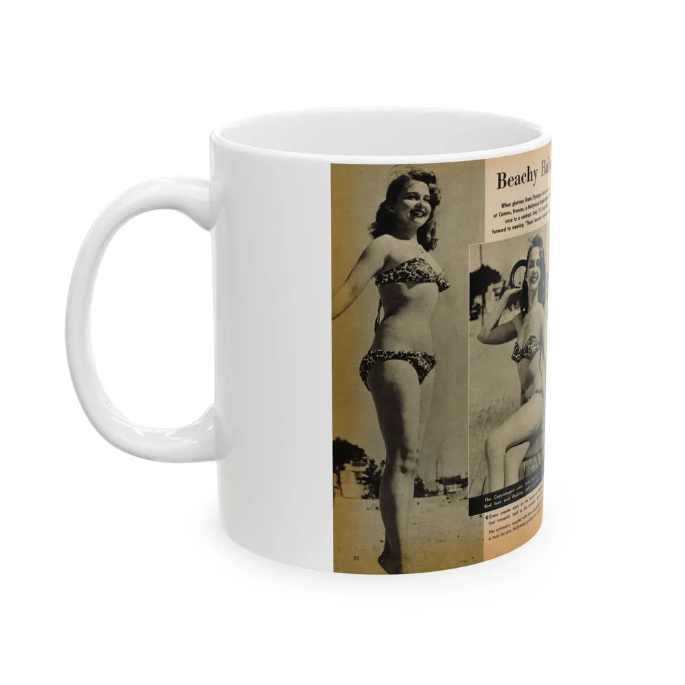 Greta Thyssen #119 - Gala Mag. January '53 - 2 B&W Photos & Captions 1 (Vintage Female Icon) White Coffee Mug-Go Mug Yourself