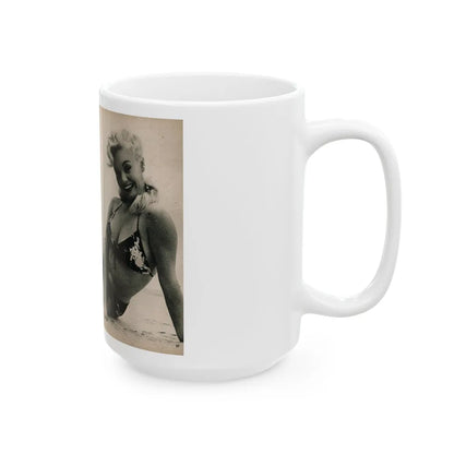 Lee Wilson #10 - Pages 6 & 7 of 7 Featuring, Lee+2 B&W Photos & Caption from PHOTO Digest Mag. November '53 (Vintage Female Icon) White Coffee Mug-Go Mug Yourself