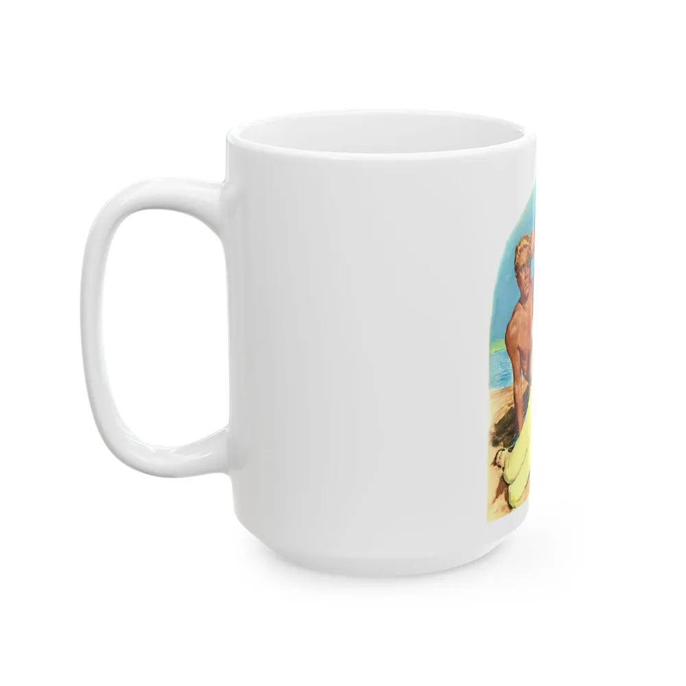 Frankie and Annette tangle with The Mob in Beach Blanket - White Coffee Mug-Go Mug Yourself