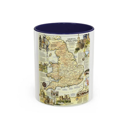 England - Medieval (1979) (Map) Accent Coffee Mug-11oz-Navy-Go Mug Yourself