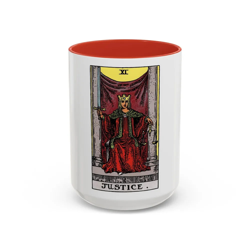 Justice (Tarot Card) Accent Coffee Mug-15oz-Red-Go Mug Yourself