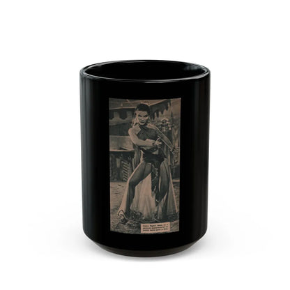 Debra Paget #516 - Magazine Clipping B&W Photo & Caption from 1954 ''Princess of The Nile'' '54 Promo Photo (Vintage Female Icon) Black Coffee Mug-15oz-Go Mug Yourself