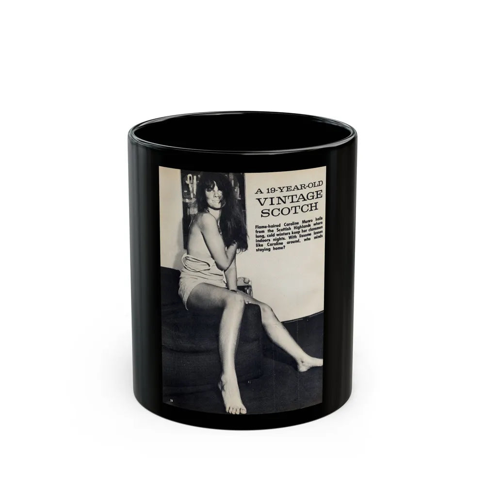 Caroline Munro #38 (Vintage Female Icon) Black Coffee Mug-11oz-Go Mug Yourself