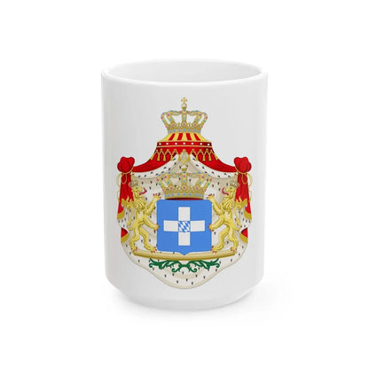 Coat of arms of Greece (Wittelsbach) - White Coffee Mug-15oz-Go Mug Yourself